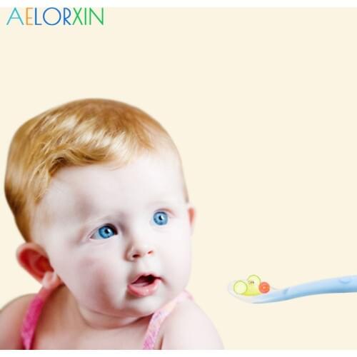 2Pcs/Lot Soft Silicone Baby Spoon Candy Color Spoon Childrens Food Baby Feeding Dishes Feeder Dining Appliance Bottle Baby