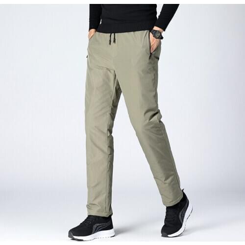 Winter Pants Men 90% White Duck Down Pants Male Quality Thick Warm Business Pants For Fathers Down Padded Trousers PT-442