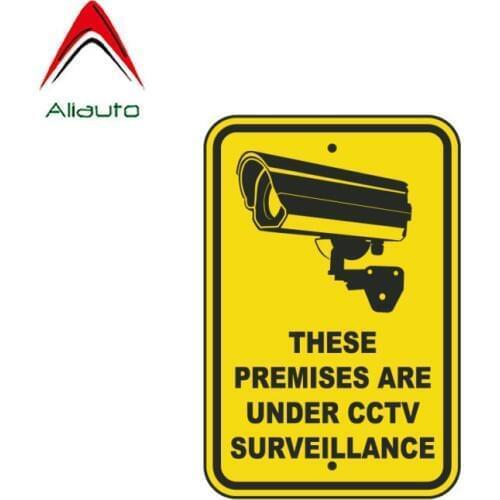 Aliauto Funny Car Sticker Personality These Premises Are Under Cctv Surveillance Decal Accessories PVC for Peugeot 3008,12cm*8cm