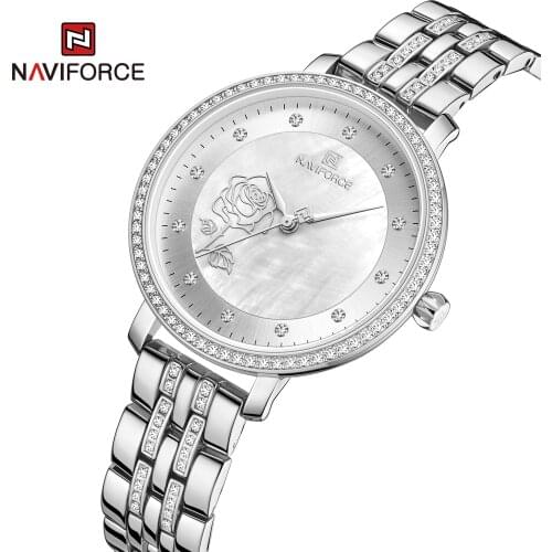 NAVIFORCE Top Brand Luxury Women Watch Fashion Casual Stainless Steel Waterproof Ladies Watches with Rhinestone Relogio Feminino