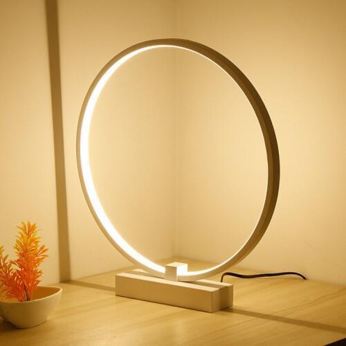 Nordic Simple Creative Livingroom LED Table Light Study Bedside Office Circular Ring Dimmable Decoration Lamp Free Shipping
