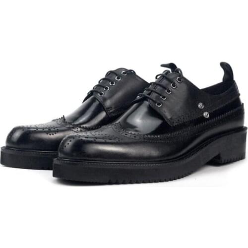 New Style Carved Brogue Shoe Black Wedding shoes Genuine Leather Formal Dress shoes for men Mens shoes High Quality Lace up