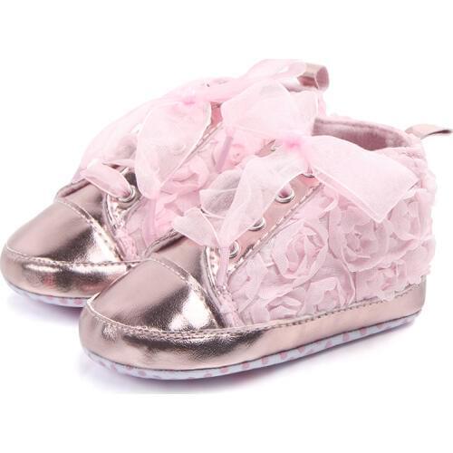 0-18M Newborn Baby Girls Flower Shoes Lace Bow Princess Baby Girls First Walkers 2019 New