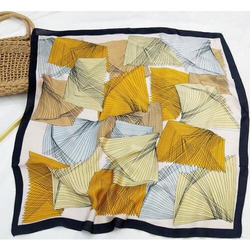 70*70cm Fashion Silk Satin Hair Scarf Women Printed Handkerchief Ladies Square Head Bandana Small Neck Muffler Hijab FJ581