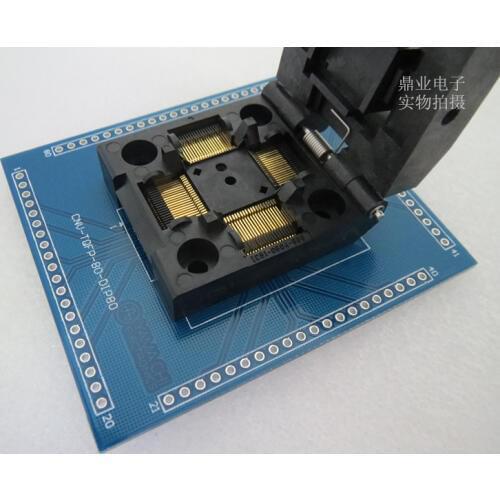 Clamshell TQFP80 IC51-0804-808-14 0.5mm IC Burning seat Adapter testing seat Test Socket test bench in stock free ship
