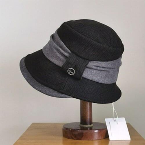 Retro Hot Selling Hats For Women Autumn Winter Hats Curl Keep Warm Flat Top Bucket Hat Wide Brim Adult Cap Female Knitted Fabric