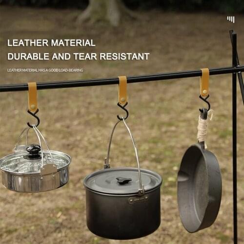 S-Shaped PU Leather Hanging Hooks Curry Durable Triangle Storage Rack Shelf Hook Keychain Outdoor Hiking Hanger Supplies