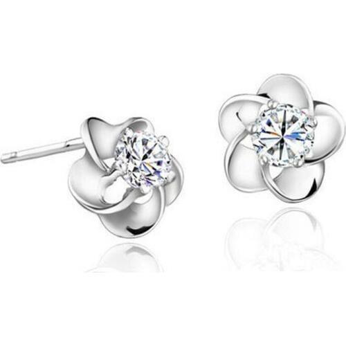 The New Fashion Silver Plated Blossoming Plum Ear Stud Earrings Purple Charm Jewelry Gift Drop Shipping Cheap Marketing