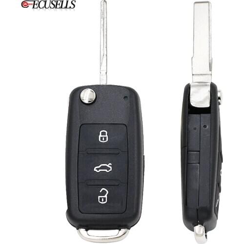 Folding Flip 3 Button Remote Car Key Shell Case for Volkswagen Polo Golf MK6 Tiguan T-ouareg 202AD 202H 202Q 753AB Uncut Blade