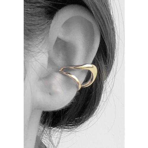 ONLY 1PC real. Authentic 925 Sterling silver White/ Gold Glossy Irregular Hollow Geometric Clip Earrings (No pierced) TLE1037