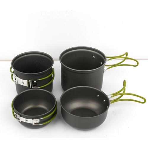 Outdoor Ultralight 2-3 Persons Camping 4*1 Sets Cookware Utensils Tableware Hiking Picnic Climbing Aluminum Alloy Pots Tools