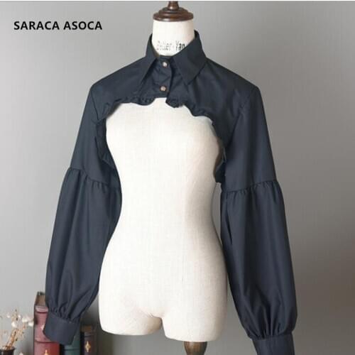 All Match Solid White Shirt Fake Collar For Girls Autumn Winter Sweater Detachable Collars with Full Sleeve Women A605