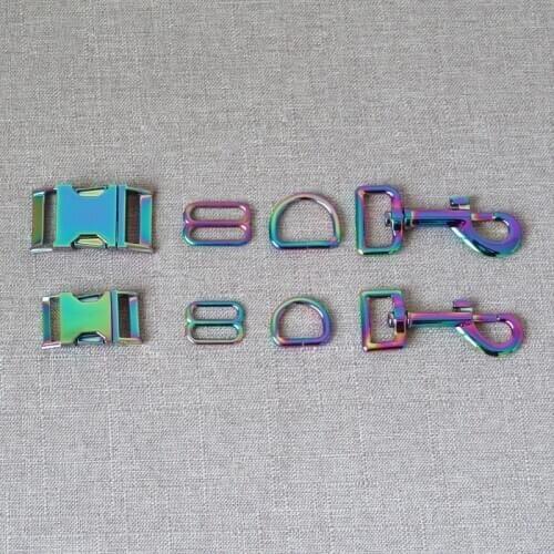 20Sets 20mm 25mm Metal D Ring Straps Belt Loop Slider Release Buckle Carabiner Hook For Dog Collar Leash Harness DIY Accessories