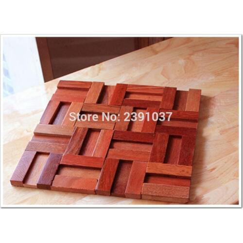 High Quality 1 Box (11sheet) wood mosaic tiles home walls decoration material backsplash 3D panels wood mosaic tile Size 30*30cm