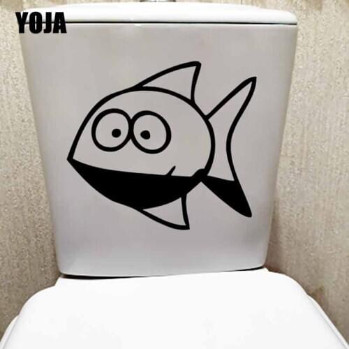 YOJA 24.5X22CM Funny Cartoon Fish Wall Sticker Toilet Seat Decal Kids Room DecorationT5-0479