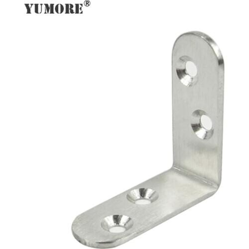 YUMORE 10PCS Stainless Steel Angle Corner Brackets Fasteners Protector Five Size Corner Stand Supporting Furniture Hardware