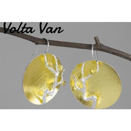 Volta Van 2021 New Drop Earrings 925 Sterling Silver Vintage Elegant Plum Flower Round Fashion Concise Party Silver Earrings