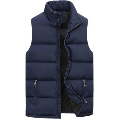 Vest Mens jacket Stand Collar Padded Sleeveless Solid Color mens warm vest Waistcoat for Daily Wear Mens clothing