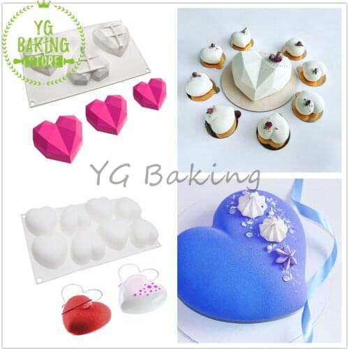 1/3/6/8/35 Cavity Normal & Diamond Love Heart Shape Silicone Cake Mold Chocolate Mousse Dessert Mold Kitchen Tool Bakeware
