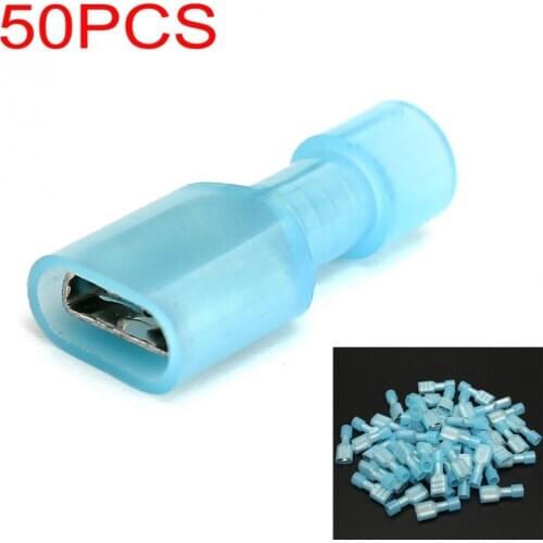50pcs/lot 16-14 AWG Insulated Female Spade Crimp Connectors Terminals Quick Electrical Cable Connectors