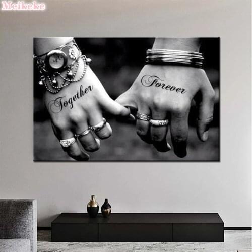 5D DIY Diamond Painting Tattoo Hands Couple Love Full Square Drill Mosaic Picture Of Rhinestones Cross Stitch Embroidery