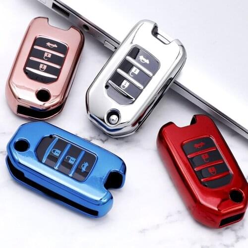 Car 3 Button Key Case Cover Shell Bag Keychain for Honda Accord Civic Crider CR-V HR-V Jade Odyssey TPU Key Protector