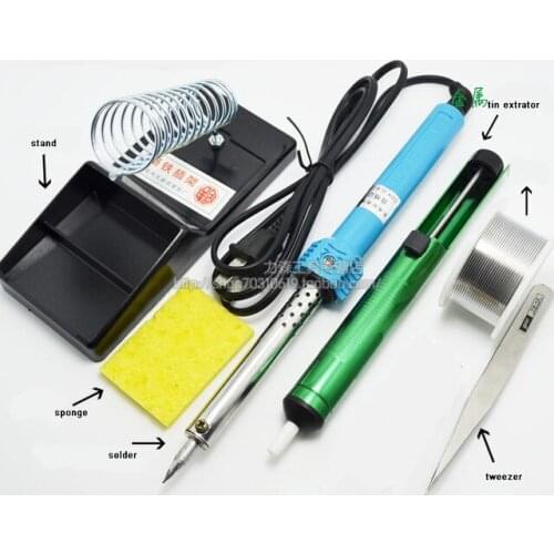 Free shipping 40 Watts Electric Soldering Iron Solder Tool Kits with EU plug solder tool kit tin extrator Physics tools