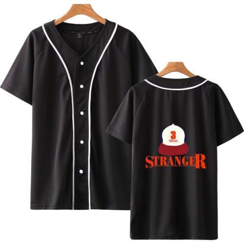 River Valley Town Harajuku Baseball uniform Hooded Shirts Boys and Girls Cartoon Print Hoode shirts Short