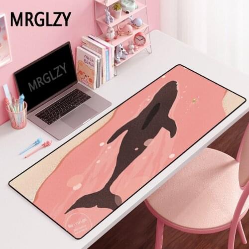 MRGLZY Cute Cartoon Pink whale 40X90CM XXL Large Gamer Mouse Pad Rug Carpet Laptop Gaming Accessories MousePad Desk Mat for Csgo
