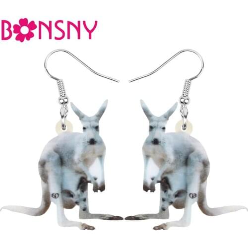 Bonsny Acrylic Australian Kangaroo Earrings Animal Drop Dangle Jewelry For Women Girls Teen Charm Gift Hot Sale Bulk Accessories