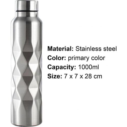 1000ml Water Bottle Rhombus Safe Stainless Steel Wide Mouth Cap Water Bottle Outdoor Activities Large-capacity sports bottle hot