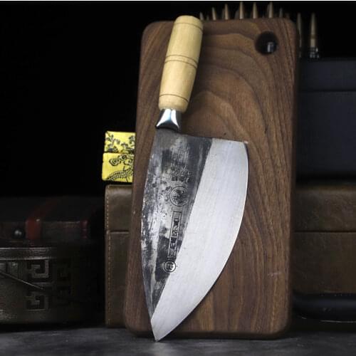 Wooden handle steel composite carving knife suitable for pork and beef kitchen forging traditional carving knife, sharp edge