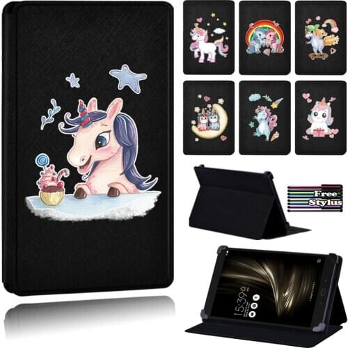 For Asus ZenPad C 7.0(Z170C/170CG/170MG)/ 3S 10 Z500M 9.7/ZenPad(7.0/8 /10)/S 8.0(Z580/580CA) New Unicorn Flip Tablet Case + Pen