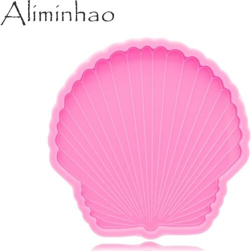 DY0963 4 Inches Shell Conch and Starfish Coaster Mold for Epoxy Resin Making Tools, Resin Silicon Mould Rolling Tray