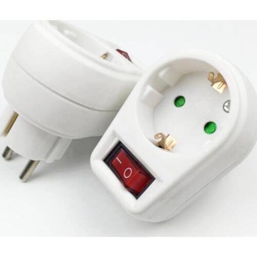 2Pcs 250V 16A European Conversion Plug German Conversion Socket With Independent Switch
