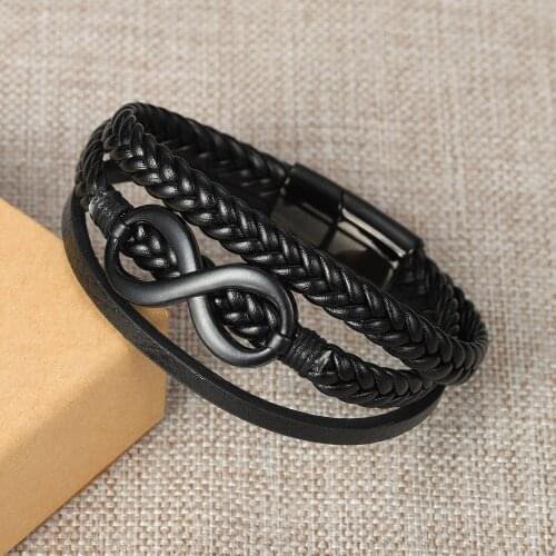 Hot Sale High Quailty Infinity Bracelet Bangle Genuine Leather Hand Chain Buckle Friendship Men Women Jewelry Christmas Gifts