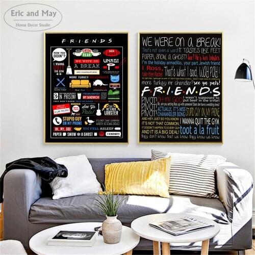 Friends TV Show Quotes Canvas Art Print Painting Modern Wall Picture Home Decor Bedroom Decorative Posters No Frame Cuadros