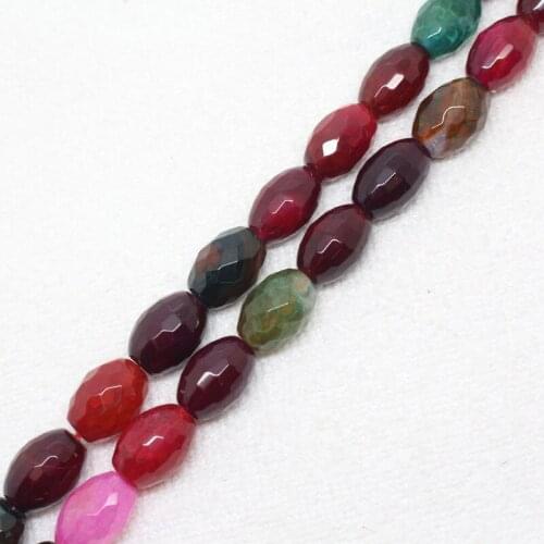 Mini. order is $7! 10x14mm Natural Faceted Multicolor Crackle Agates Oval Barrel Beads 15"