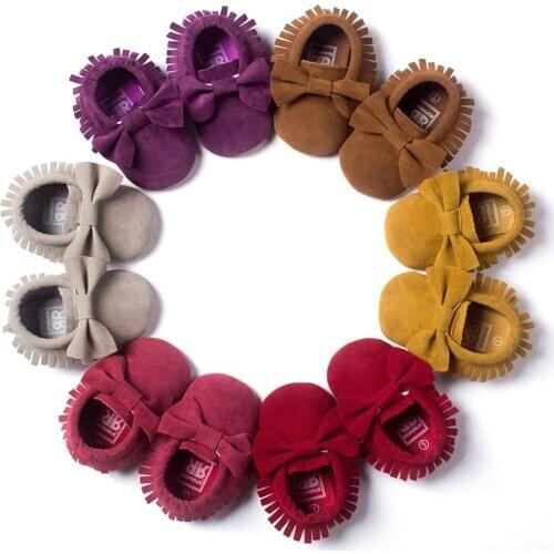 New PU Suede Leather Newborn Baby Boy Girl Baby Moccasins Soft Shoes Bebe Fringe Soft Soled Non-slip Footwear Crib Shoe 6733