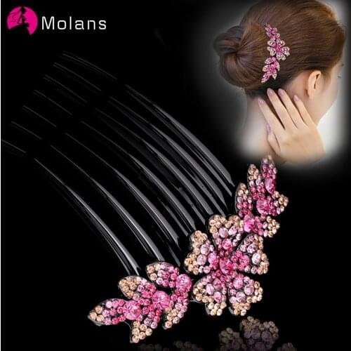 Molans 2020 Floral Leaves Rhinestone Hair Combs Retro Multi-color Plastic Hair Clip Hair Accessories Elegant Lady Hair Ornaments