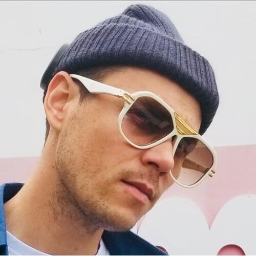 Square acetace frame sunglasses for men oversize style gradient brwon lens