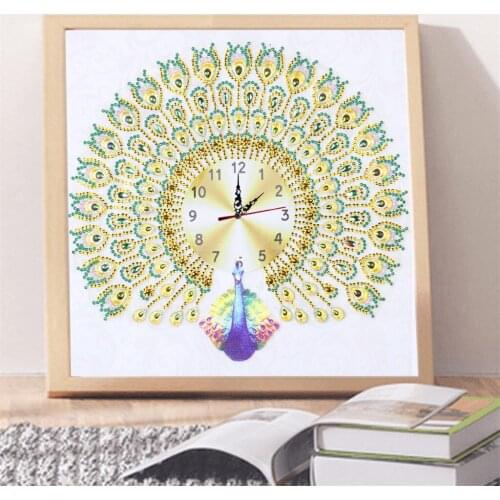 Special Shaped Diamond Art Kits Diamond Embroidery Paintings Wall Art Novetly Clock Canvas Full Drill (13.7X13.7inch/35X35CM)