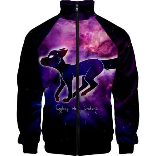 2020 New Galaxy wolf Zipper Jackets Casual 3D Jacket Fashion Highstreet Autumn And Spring Clothes Galaxy wolf mens Jacket for