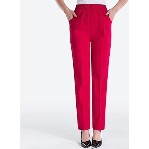 2021Summer New Mother Pants Women Middle-Aged Elderly Female Trousers Thin Section High Waist Straight Cotton Ladies Trousers679