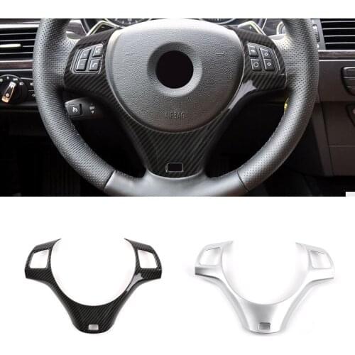 For BMW 3 Series E90 2005 - 2012 Carbon Texture Car Interior Steering Wheel Panel Switch Button Cover Frame Trim