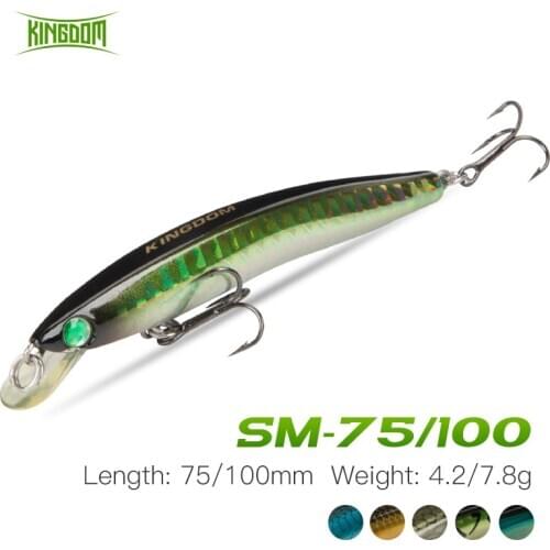 Kingdom Minnow Fishing Lure 75mm 100mm Sinking Rattlin Fishing Wobblers Hard Swimbait For Pike Fishing Peche Bass Trolling
