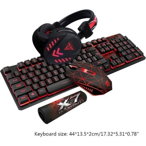 4Pcs/Set K59 Wired USB Keyboard Illuminated Gaming Mouse Pad Backlight Headset 203B
