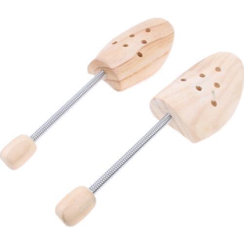 2pcs Men Women Cedar Stretcher Wood Wooden Shoe Tree Shaper Coil Spring