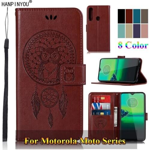 For Motorola Moto E5 E6 E6s G7 G8 Play Plus Power 3D Pattern Owl Luxury Flip PU Leather Case Card Insert Slot Wallet Stand Cover