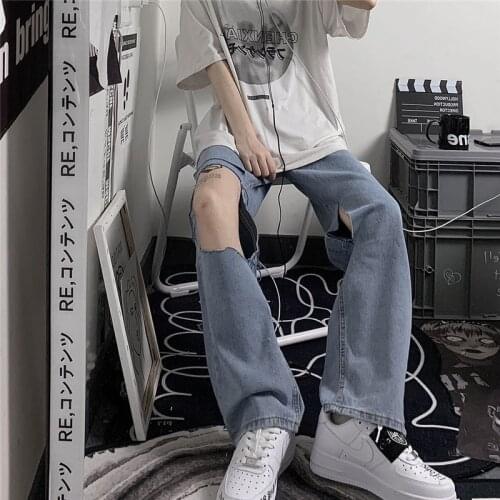 High Waist Ripped Jeans WomenS Loose Thin Jeans Denim Trousers Breeches Overalls 2021 Retro WomenS Ripped Trousers Streetwear